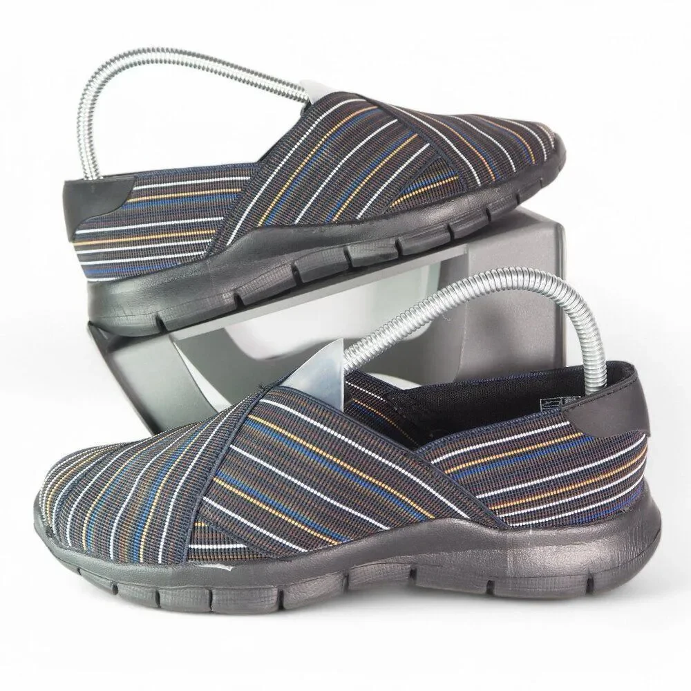 Bernie Mev Striped Stretch Fabric Slip-on Loafers Black / Multicolor Women's 8/3